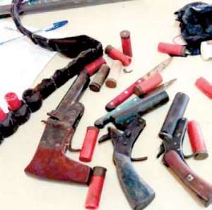 Weapons retrieved from the suspected armed robbers