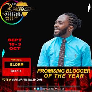 Elorm Beenie is nominated for West African Citizens Awards 2019 as Most Promising Blogger