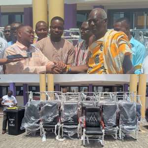 Cape Coast Assembly donates chairs, dustbins to Oguaa Traditional Council