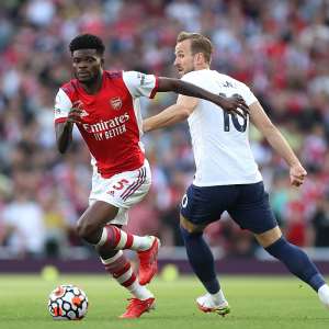 Thomas Partey in action against Spurs. Photo CreditArsenal Twitter