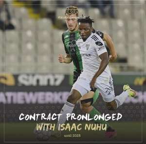 Talented Ghanaian youngster Isaac Nuhu signs new 3-year contract at KAS Eupen