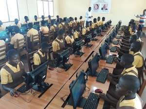 Students using the new computers