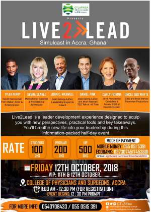 2nd Edition Of Live2Lead Leadership Conference Slated For 12, October 2018