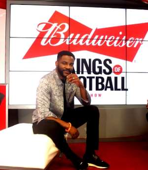 Ebuka Obi-Uchendu on the set of Kings of Football