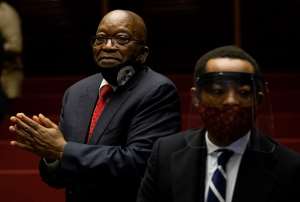 Former South African president Jacob Zuma appearing in the Pietermaritzburg High Court in 2020 on charges of corruption. - Source: Photo by Kim LudbrookPoolAFP via Getty Images