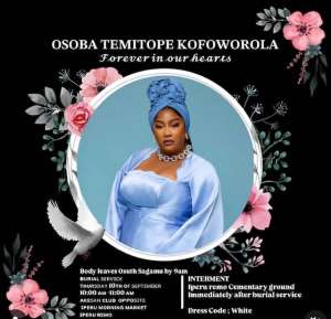 Tope Osobas Family Announces New Burial Date For September 10