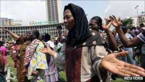 here is tension in Abidjan over possible military intervention, and prayer sessions have been held