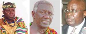 Otumfuo Osei Tutu II, Asantehene(left), Ex-President J.A. Kufuor(middle), Nana Akufo Addo(right)