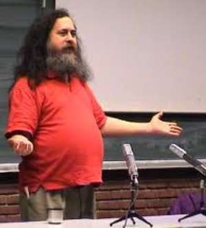 The high priest of free software  and his red T-shirt