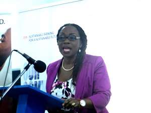 CEO of Stratcomm Africa Madam Esther Cobbah, Speaking At The Launch