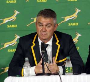 Springboks' South African head coach Heyneke Meyer, pictured on August 28, 2015, is confident all 31 Rugby World Cup squad players will be available for their opening match.  By Rajesh Jantilal AFPFile