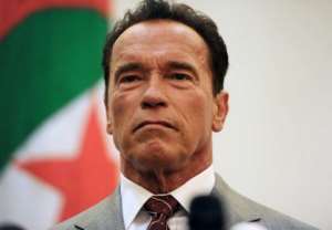 Arnold Schwarzenegger attends a press conference in Algiers on June 25, 2013.  By Farouk Batiche AFP