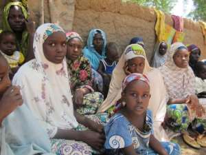 Nigerian refugee women and children in Gance in northern Cameroon on May 25, 2013.  By Reinnier Kaze (AFP)