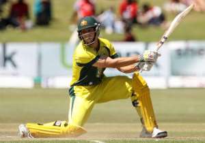 Australia's Mitchell Marsh plays a shot during a one-day international match against South Africa at the Harare Sports Club, on September 2, 2014.  By Jekesai Njikizana AFP