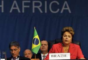 Brazilian President Dilma Rousseff addresses a BRICS summit in Durban on March 27, 2013. By Alexander Joe (AFP/File)