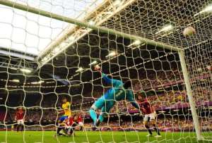 Brazils striker Neymar (L) scores the third goal. By Glyn Kirk (AFP)