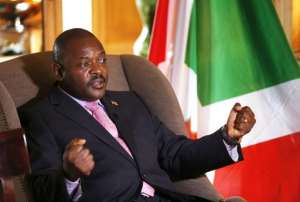 Burundian President Pierre Nkurunziza talks during an interview at the Westin hotel in Paris on June 4, 2014.  By Francois Guillot AFPFile