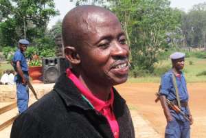 Jailed journalist Hassan Ruvakuki attends court in Gitega to appeal his life sentence on October 18, 2012.  By Esdras Ndikumana (AFP/File)