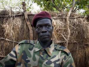 Ceasar Acellam, a senior member of the Lords Resistance Army speaks to the press at the Ugandan army base in Djema.  By Michele Sibiloni (AFP/File)