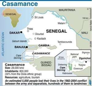Fighting between separatist rebels and Senegal troops left 13 people dead on Tuesday.  By Francis Nallier AFPGraphic