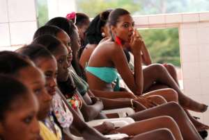 Contenders for the Miss Ivory Coast contest, on March 22, 2013.  By Sia Kambou (AFP)