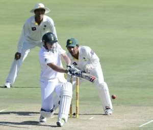 AB de Villiers plays a shot against Pakistan in Centurion on February 22, 2013.  By Stephane de Sakutin AFP