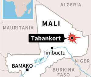 Map locating Tabankort, near where deadly clashes took place overnight Tuesday.  By  AFP