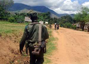 Congolese army soldiers patrolling in south-Kivu ,in 2009.  By Adia Tshipuku AFPFile