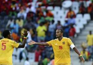 Ethiopia's Girma Gebrayes R celebrates after scoring against Zambia in Nelspruit on January 21, 2013.  By Francisco Leong AFPFile