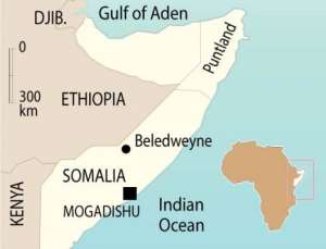 Beledweyne lies some 30 kilometres (18 miles) from the Ethiopian border.  By  (AFP/Graphics)