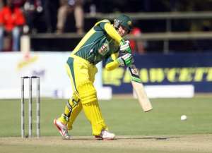 Australia batsman Phil Hughes is in action during the match between Australia and South Africa in the one day international tri-series which includes Zimbabwe at the Harare Sports Club, on August 27, 2014.  By Jekesai Njikizana AFP