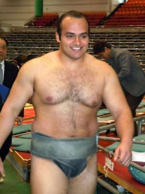 Abdelrahman Ahmed Shaalan is known by his ring name Osunaarashi, which translates as Great Sandstorm.  By Str AFPJIJI PRESSFile