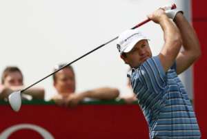 South Africa's Richard Sterne tees off during the first round of the Dubai Desert Classic in Dubai on January 31, 2013.  By Marwan Naamani AFP