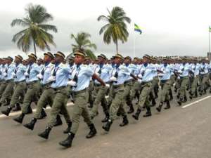 Female members of the gendarmerie participate in the Gabon national day parade.  By Patrick Fort (AFP)
