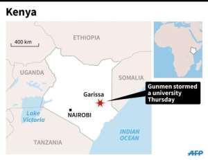 Map of Kenya locating Garissa, where gunmen stormed a university Thursday.  By  AFP