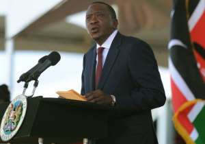 Kenyas President Uhuru Kenyatta speaks moments after being sworn in on April 9, 2013 in Nairobi.  By Simon Maina (AFP/File)