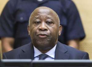 Former Ivory Coast President Laurent Gbagbo at a pre-trial hearing on charges of crimes against humanity at the International Criminal Court in The Hague on February 19, 2013.  By Michael Kooren POOLAFPFile