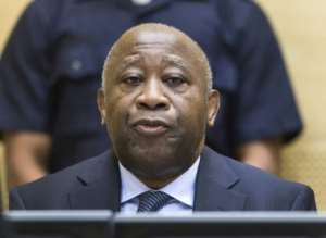 Former Ivory Coast president Laurent Gbagbo attends a pre-trial hearing at the International Criminal Court in The Hague on February 19, 2013.  By Michael Kooren PoolAFPFile