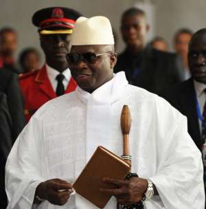Gambian President Yahya Jammeh arrives at the African Union summit in Addis Ababa on July 15, 2012.  By Simon Maina (AFP/File)