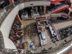 Damage inside the Westgate Mall in Nairobi on September 30, 2013 after the deadly assault by Islamist gunmen.  By James Quest (AFP/File)