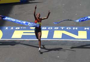 Rita Jeptoo, ssee winning the Boston Marathon on April 21, 2014, has been handed a two-year ban after being caught doping with the banned blood-boosting hormone EPO.  By Timothy A. Clary AFPFile