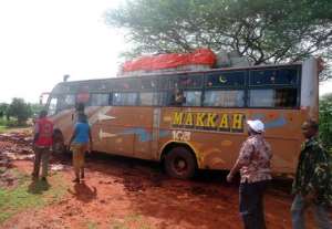 Bus on which was carried out a dawn attack and 28 non-Muslim passengers were singled out and executed, about 50 km from the town of Mandera, near Kenya's border with Somalia, on November 22, 2014.  By - AFPFile