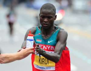 Abel Kirui's time was the second fastest in world championships history.  By Mark Ralston AFP