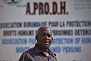 Pierre-Claver Mbonimpa, President of the Association for the Protection of Human Rights and Detainees A.PRO.D.H, pictured in Burundi's capital Bujumbura on March 19, 2015.  By Carl De Souza AFPFile