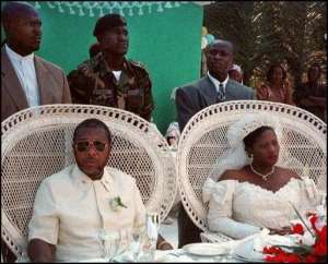 Jewel Howard Taylor (L, at her 1996 wedding) wants a ban on gay marriage.  By Francois Harispe (AFP/File)