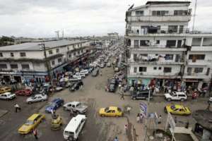 A view of the city centre of Monrovia on October 3, 2005.  By Issouf Sanogo (AFP/File)