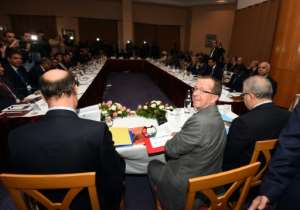 United Nations special for Libya, Martin Kobler C heads a meeting with warring Libyan factions on December 10, 2015 in Tunis.  By Fethi Belaid AFP