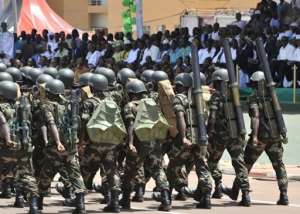 Malian soldiers parade in Bamako in 2010.  By Sia Kambou AFPFile