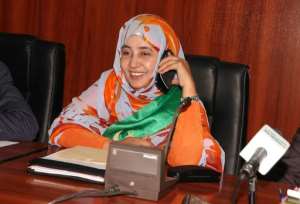 Former Mauritanian minister Maty Mint Hamady following her election on February 4, 2014, in Nouakchott.  By Ahmed Ould AFP