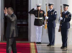 President of Mauritius Kailash Purryag arrives at the White House on August 5, 2014 in Washington, DC.  By Brendan Smialowski AFPFile